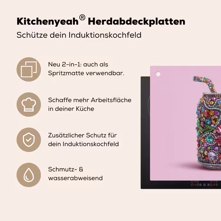Frisdrankblikje - Bloemenpatroon - Edelstenen - Kleurrijk Inductie beschemer met haakjes middel -ky-usp-de
