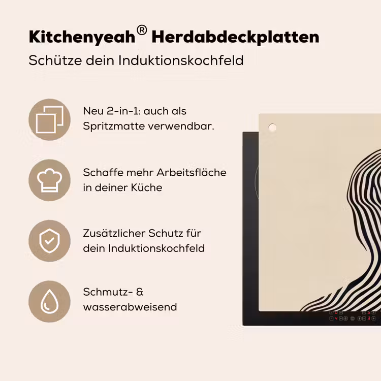 Golvend - Lijnen - Abstract - Silhouet Inductie beschemer met haakjes klein -ky-usp-de