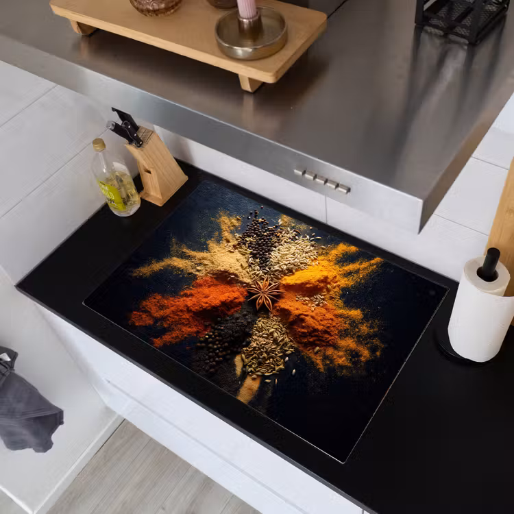 Specerijen - Explosie - Oranje Inductie beschemer met haakjes klein -sfeer1