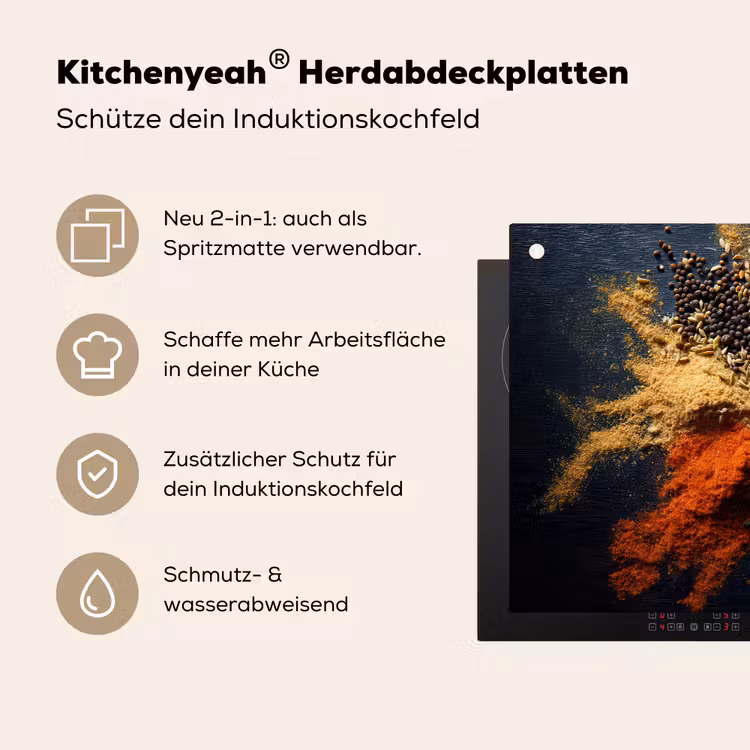 Specerijen - Explosie - Oranje Inductie beschemer met haakjes klein -ky-usp-de