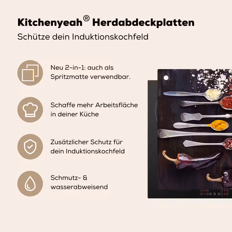 Kruiden - Lepels - Specerijen - Industrieel Inductie beschemer met haakjes middel -ky-usp-de