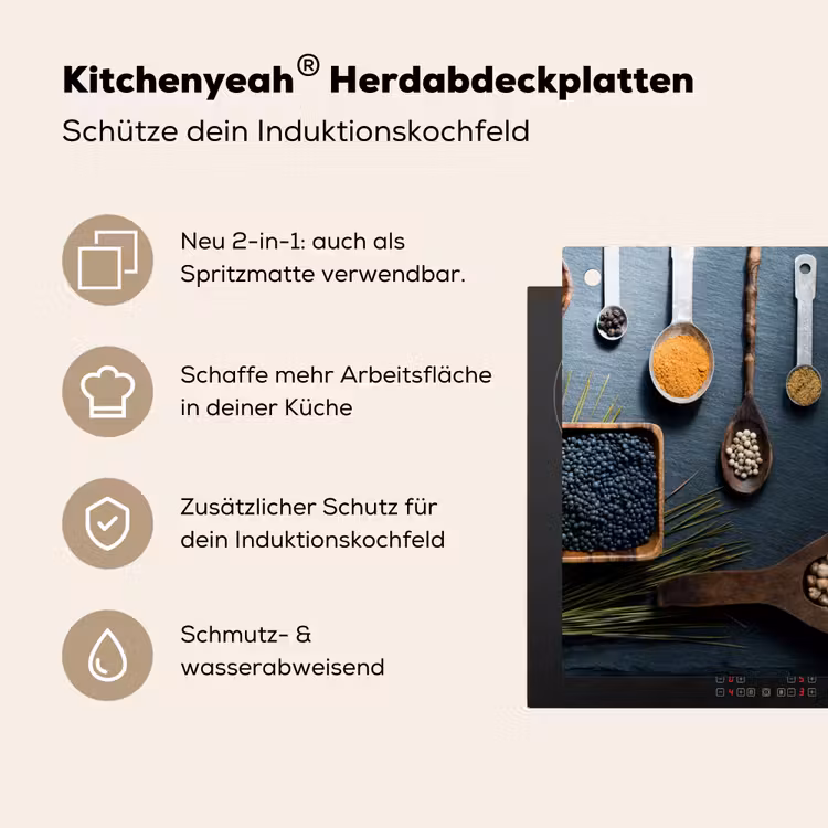 Kruiden - Lepels - Specerijen - Keuken Inductie beschemer met haakjes middel -ky-usp-de