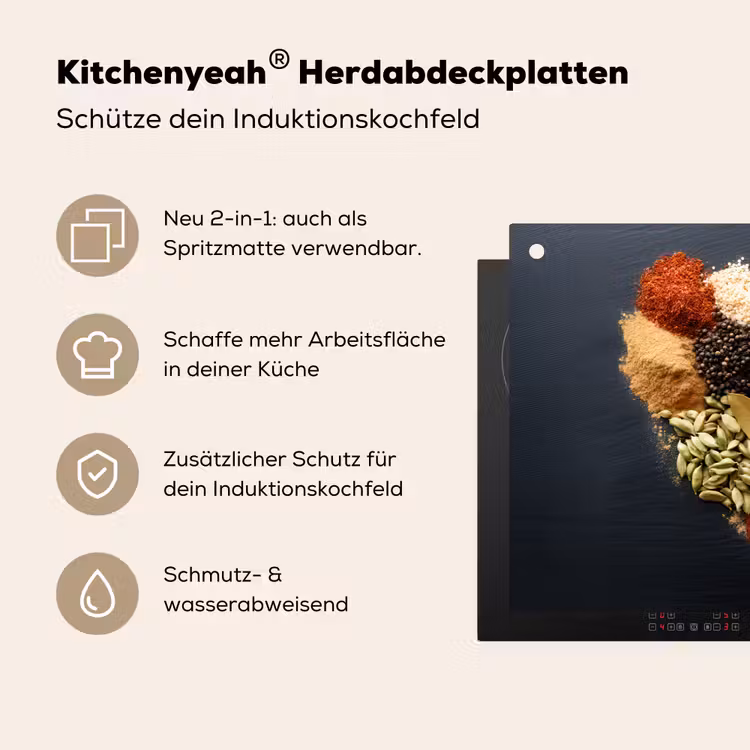 Specerijen - Mix - Hartvorm - Zwart Inductie beschemer met haakjes klein -ky-usp-de