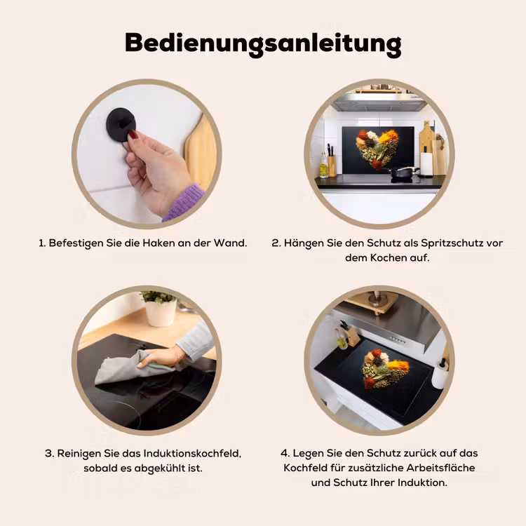 Specerijen - Mix - Hartvorm - Zwart Inductie beschemer met haakjes klein -ky-gebruik-de