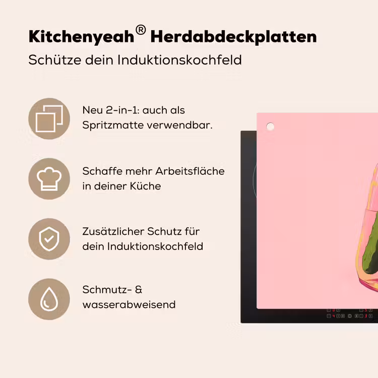 Augurken - Pot - Schaduw - Roze Inductie beschemer met haakjes klein -ky-usp-de