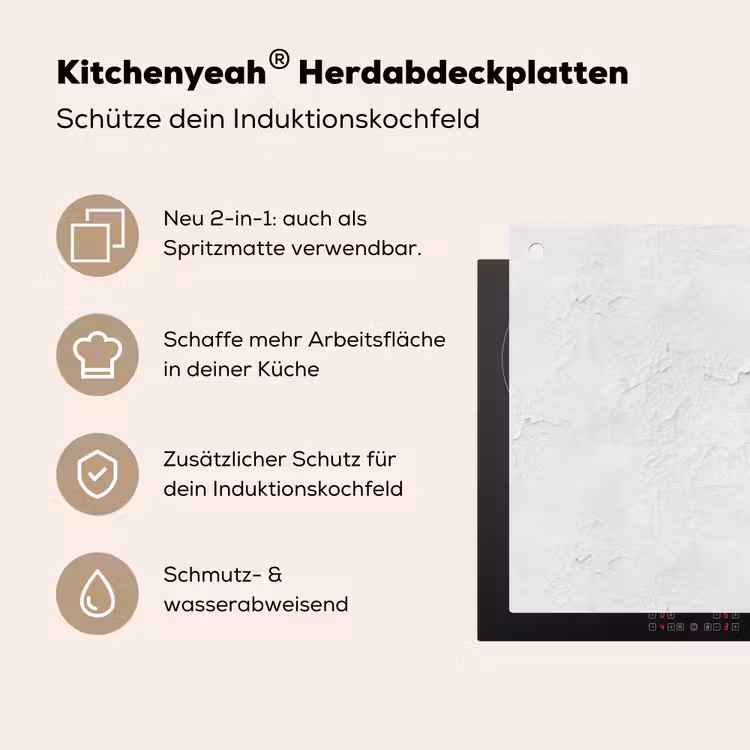 Pleisterlaag - Verf - Wit - Beschadigd Inductie beschemer met haakjes klein 777 -ky-usp-de