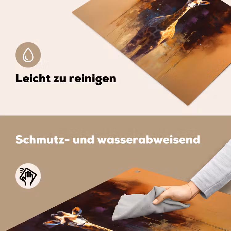 Giraf - Bruin - Abstract - Geschilderd Inductie beschemer met haakjes klein -ky-schoon-de