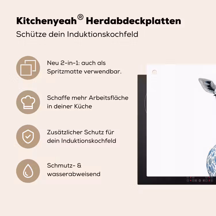 Giraffe - Delfts blauw - Dieren - Minimalistisch Inductie beschemer met haakjes klein -ky-usp-de