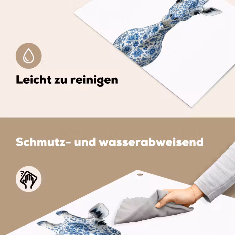 Giraffe - Delfts blauw - Dieren - Minimalistisch Inductie beschemer met haakjes klein -ky-schoon-de