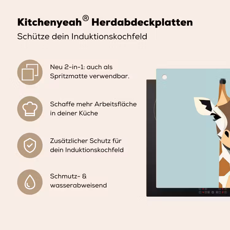 Giraffe - Illustratie - Bruin - Minimalistisch Inductie beschemer met haakjes middel -ky-usp-de