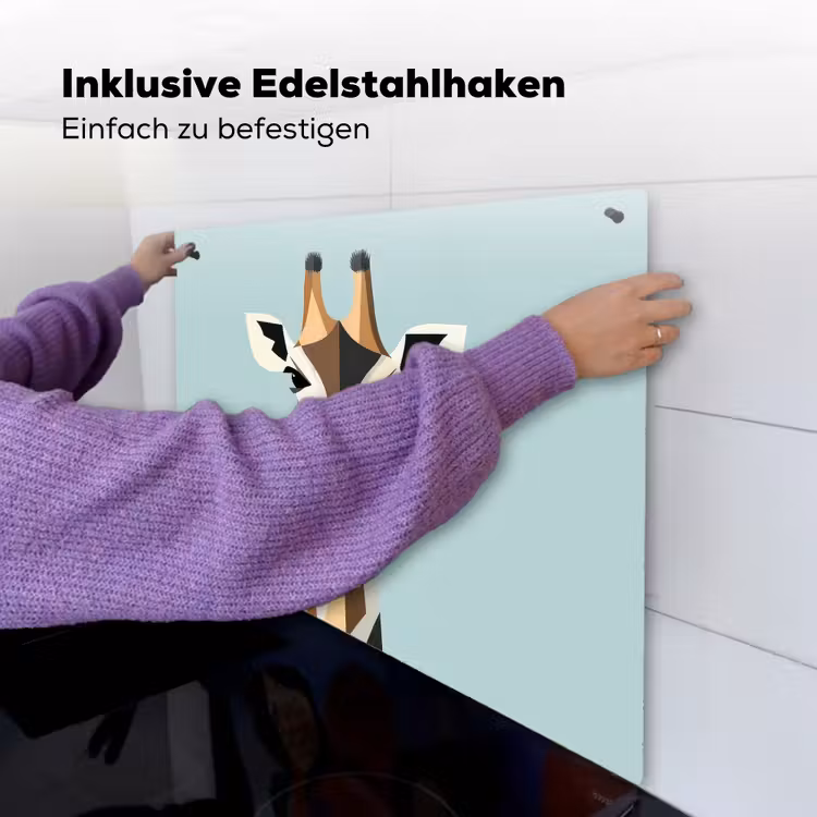 Giraffe - Illustratie - Bruin - Minimalistisch Inductie beschemer met haakjes middel -ky-ophangen-de