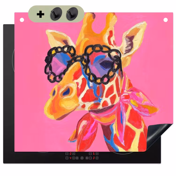 Giraf - Roze - Bril - Sjaal Inductie beschemer met haakjes middel -3d