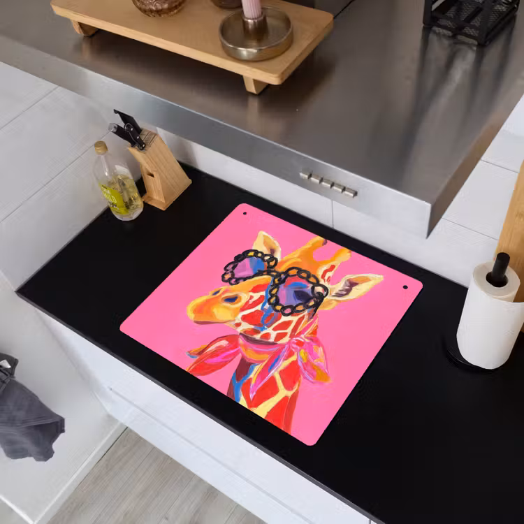 Giraf - Roze - Bril - Sjaal Inductie beschemer met haakjes middel -sfeer1