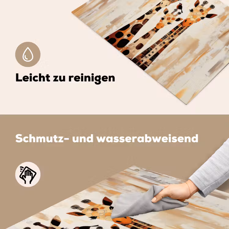 Giraffen - Cartoon - Crème Inductie beschemer met haakjes klein -ky-schoon-de