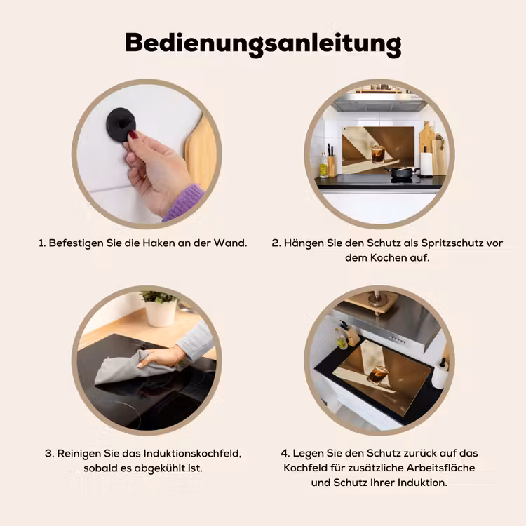 Glas - Ijskoffie - Schaduw - Bruin Inductie beschemer met haakjes klein -ky-gebruik-de
