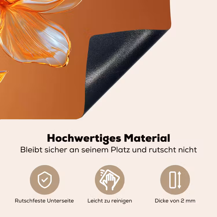 Glazen - Bloem - Oranje Inductie beschemer met haakjes klein -ky-onderkant-de