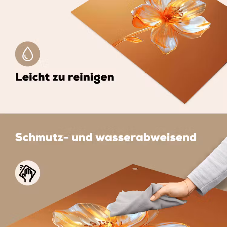 Glazen - Bloem - Oranje Inductie beschemer met haakjes klein -ky-schoon-de