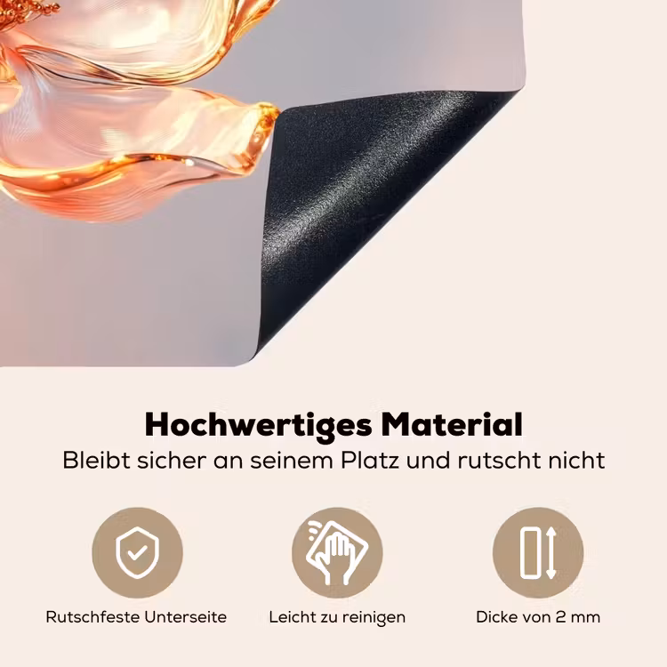 Glazen - Bloem - Roze Inductie beschemer met haakjes klein -ky-onderkant-de