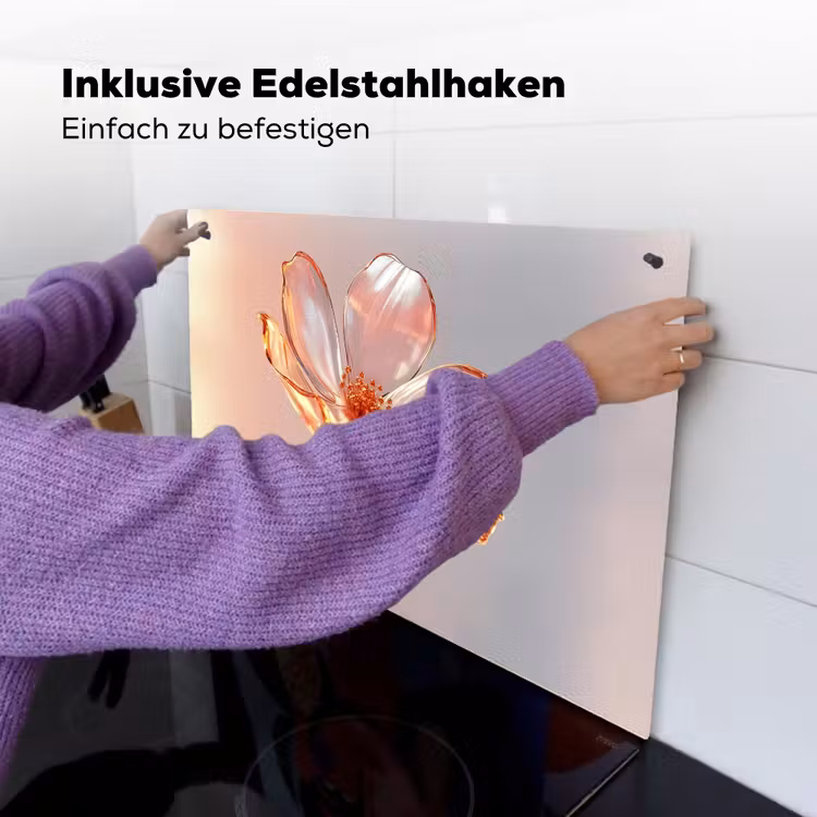 Glazen - Bloem - Roze Inductie beschemer met haakjes klein -ky-ophangen-de