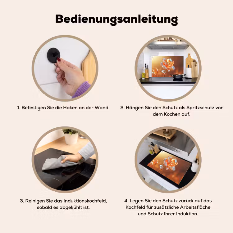 Glazen - Bloem - Zonlicht Inductie beschemer met haakjes klein -ky-gebruik-de