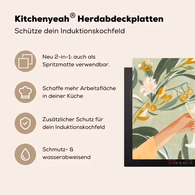 Glazen - Proosten - Bladeren - Groen Inductie beschemer met haakjes klein -ky-usp-de