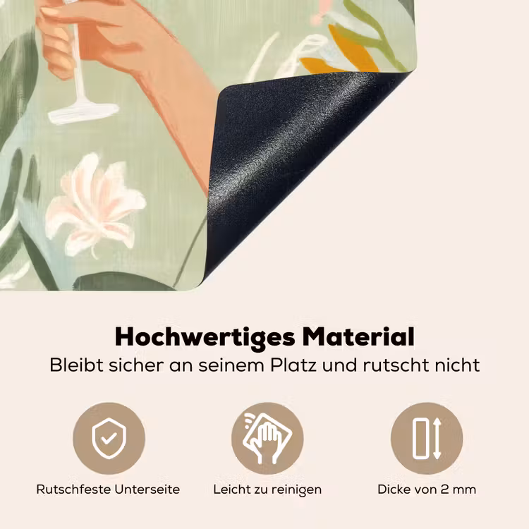 Glazen - Proosten - Bladeren - Groen Inductie beschemer met haakjes klein -ky-onderkant-de