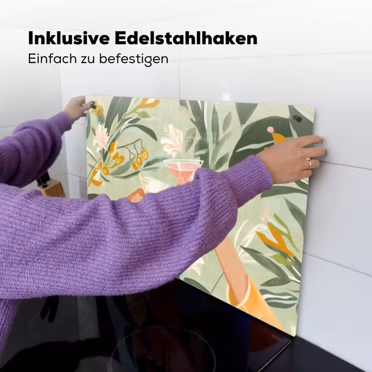 Glazen - Proosten - Bladeren - Groen Inductie beschemer met haakjes klein -ky-ophangen-de