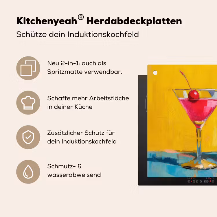 Glazen - Cocktail - Citroen - Kers Inductie beschemer met haakjes middel -ky-usp-de