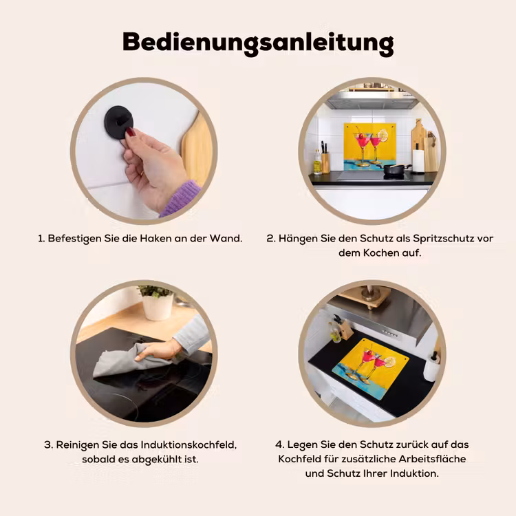 Glazen - Cocktail - Citroen - Kers Inductie beschemer met haakjes middel -ky-gebruik-de