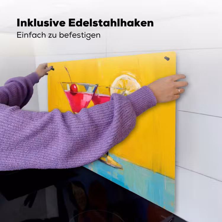 Glazen - Cocktail - Citroen - Kers Inductie beschemer met haakjes middel -ky-ophangen-de