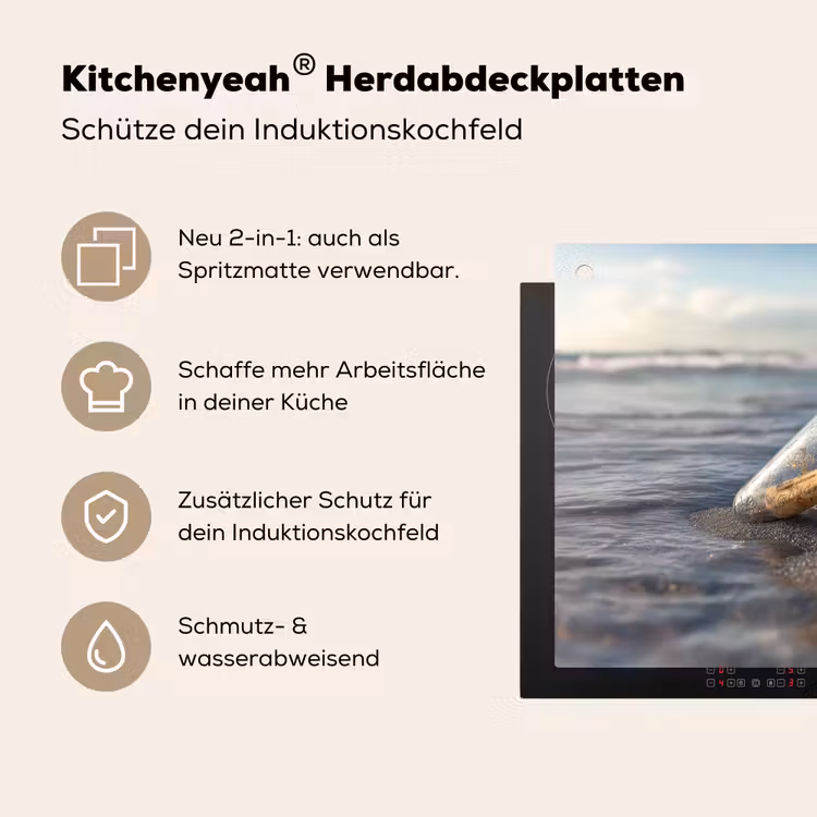 Glazenfles - Post - Zee - Zand Inductie beschemer met haakjes middel -ky-usp-de