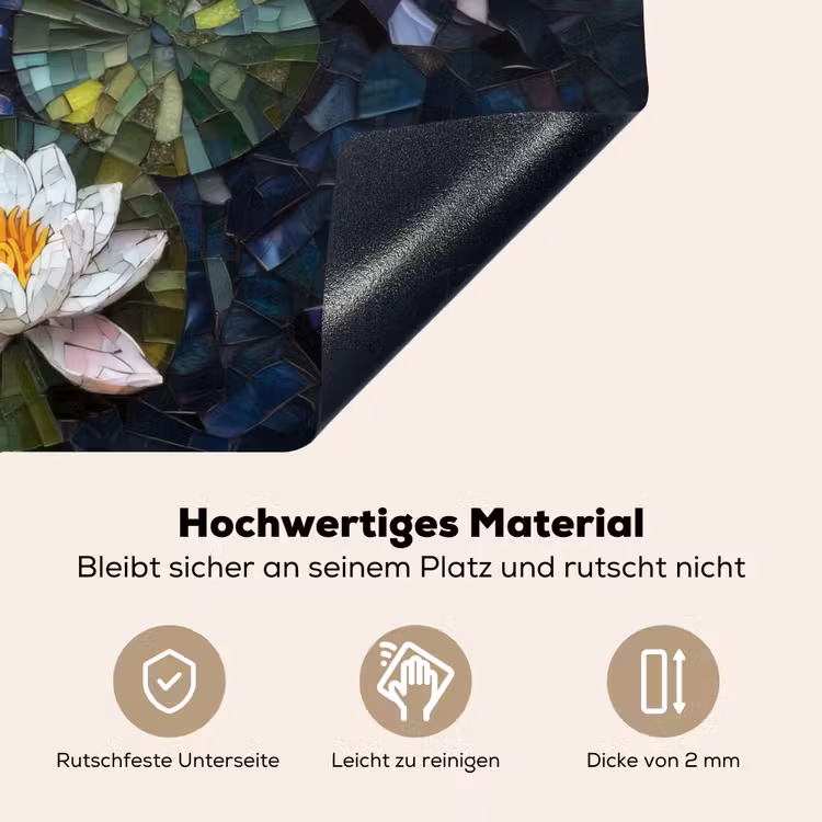 Glasstukjes - Leliebladeren - Vis - Oranje Inductie beschemer met haakjes klein -ky-onderkant-de