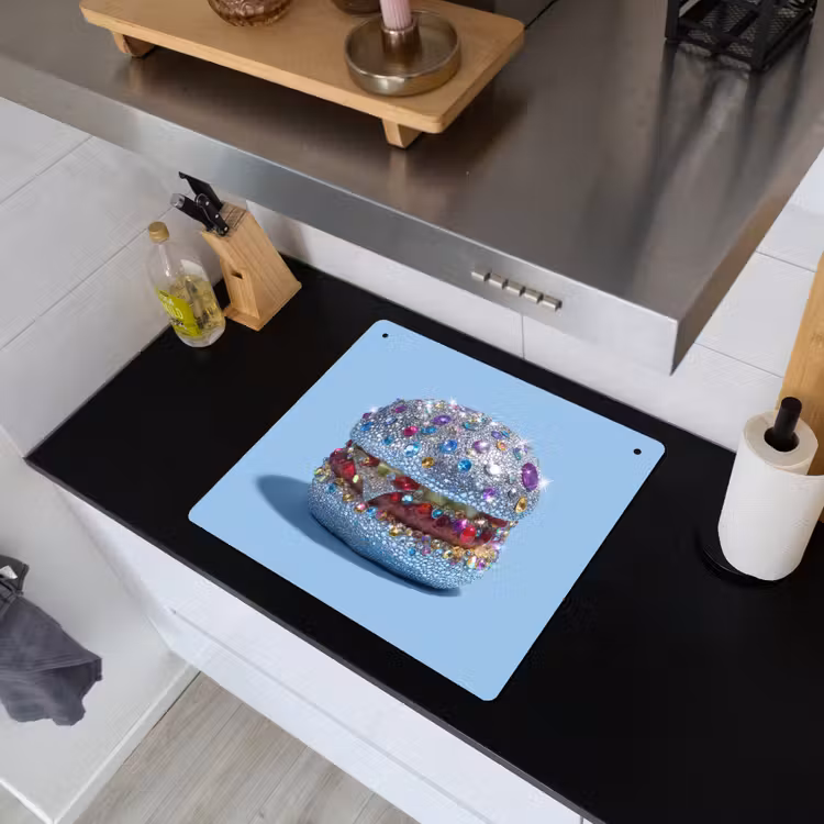 Glitters - Hamburger - Blauw Inductie beschemer met haakjes middel -sfeer1