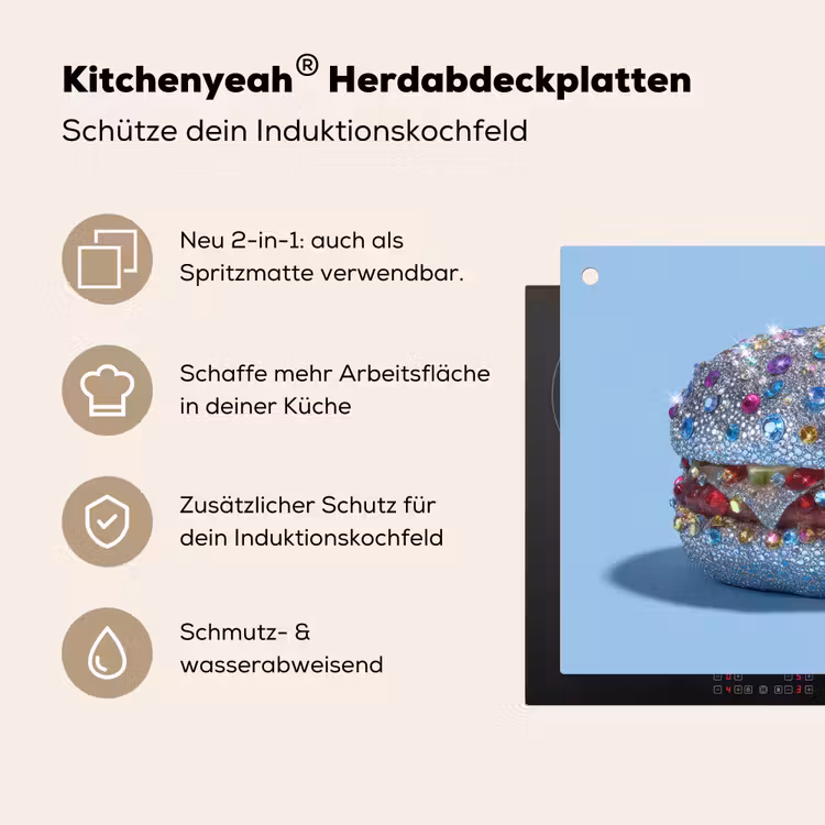 Glitters - Hamburger - Blauw Inductie beschemer met haakjes middel -ky-usp-de
