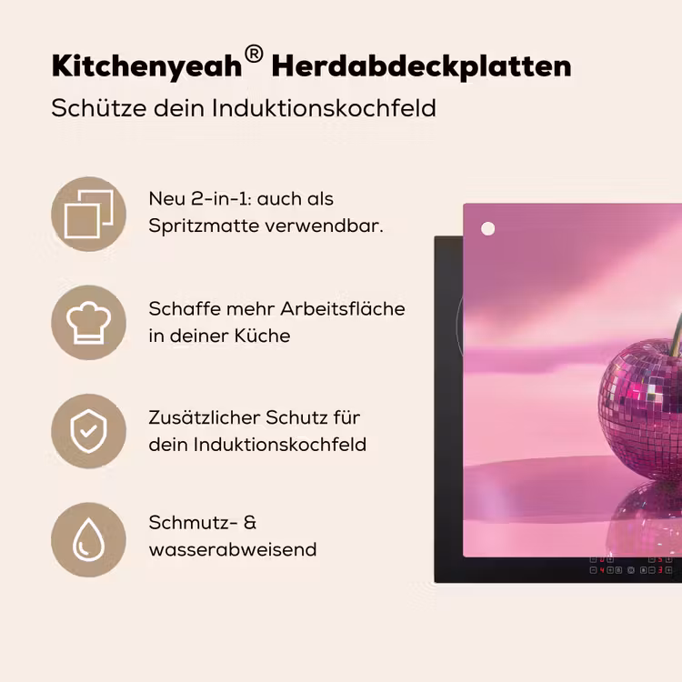 Glitter - Discobol - Roze - Kersen Inductie beschemer met haakjes klein -ky-usp-de