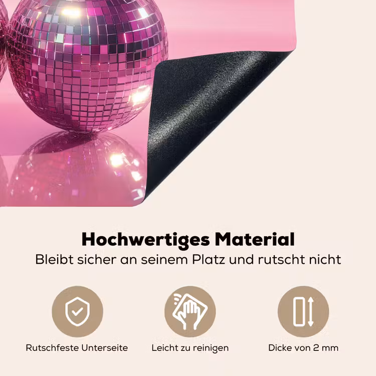 Glitter - Discobol - Roze - Kersen Inductie beschemer met haakjes klein -ky-onderkant-de