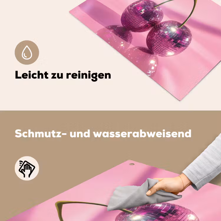 Glitter - Discobol - Roze - Kersen Inductie beschemer met haakjes klein -ky-schoon-de