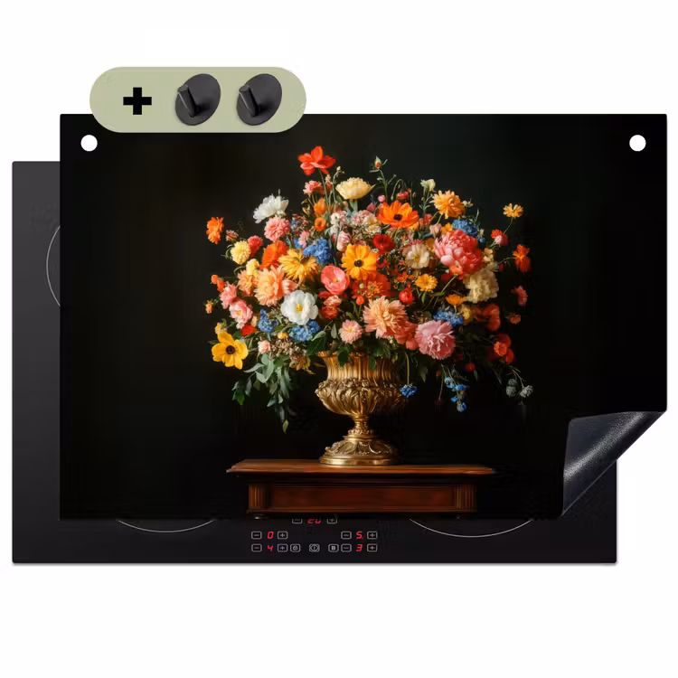 Goud - Bloemen - Kleuren - Vaas Inductie beschemer met haakjes klein -3d