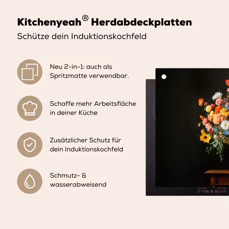 Goud - Bloemen - Kleuren - Vaas Inductie beschemer met haakjes klein -ky-usp-de