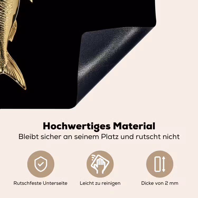Goud - Vis - Haak - Zwart Inductie beschemer met haakjes klein -ky-onderkant-de