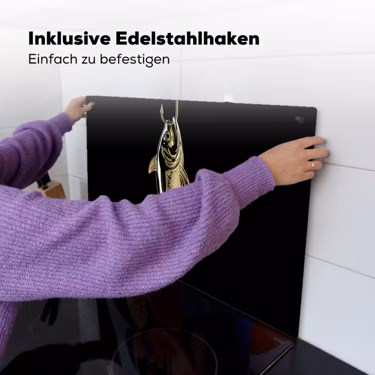 Goud - Vis - Haak - Zwart Inductie beschemer met haakjes klein -ky-ophangen-de