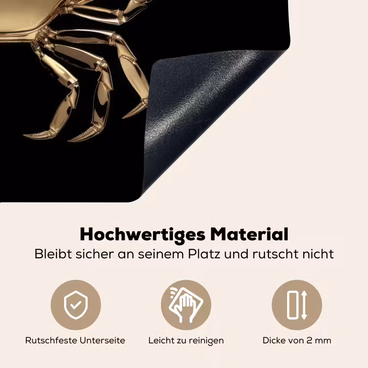 Goud - Krab - Dieren - Zwart Inductie beschemer met haakjes klein -ky-onderkant-de