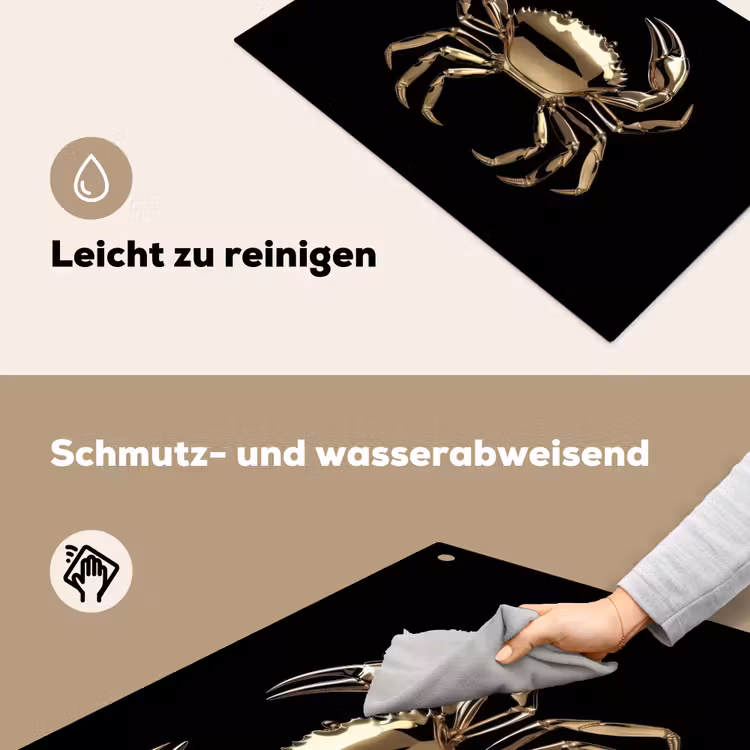 Goud - Krab - Dieren - Zwart Inductie beschemer met haakjes klein -ky-schoon-de