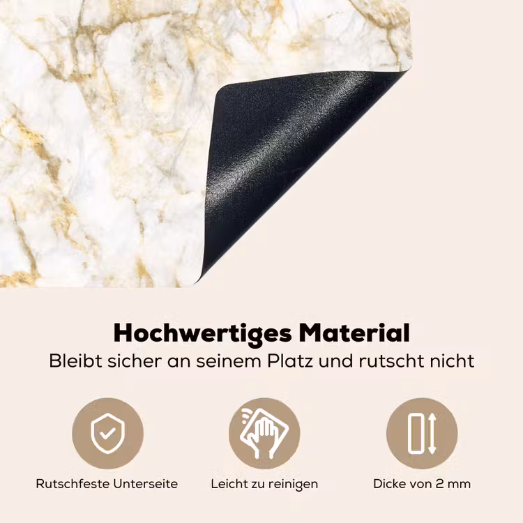 Goud - Licht - Nerf - Marmer Inductie beschemer met haakjes klein 777 -ky-onderkant-de