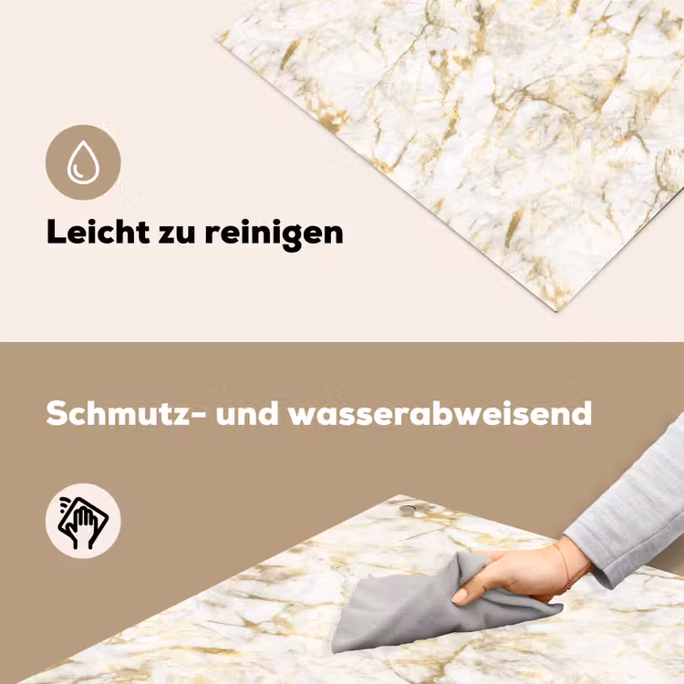 Goud - Licht - Nerf - Marmer Inductie beschemer met haakjes klein 777 -ky-schoon-de