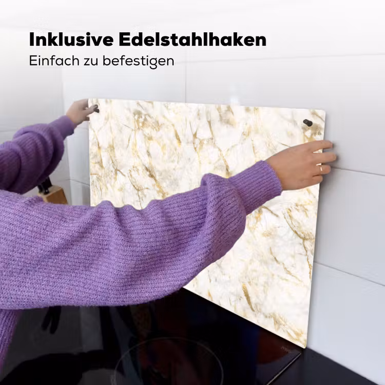 Goud - Licht - Nerf - Marmer Inductie beschemer met haakjes klein 777 -ky-ophangen-de