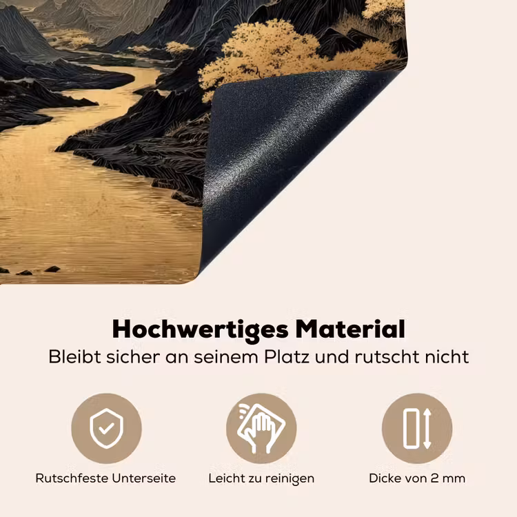 Gouden rivier - Bergen - Maan - Sterrenhemel Inductie beschemer met haakjes middel -ky-onderkant-de