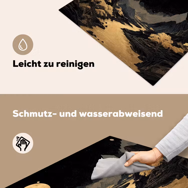 Gouden rivier - Bergen - Maan - Sterrenhemel Inductie beschemer met haakjes middel -ky-schoon-de