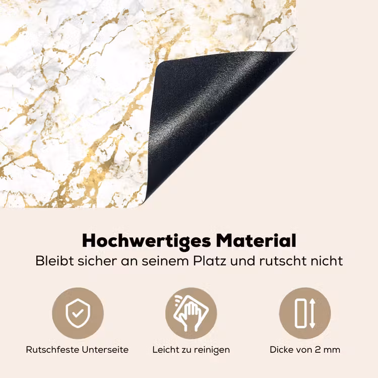 Goudspatten - Wit - Marmer Inductie beschemer met haakjes klein 777 -ky-onderkant-de