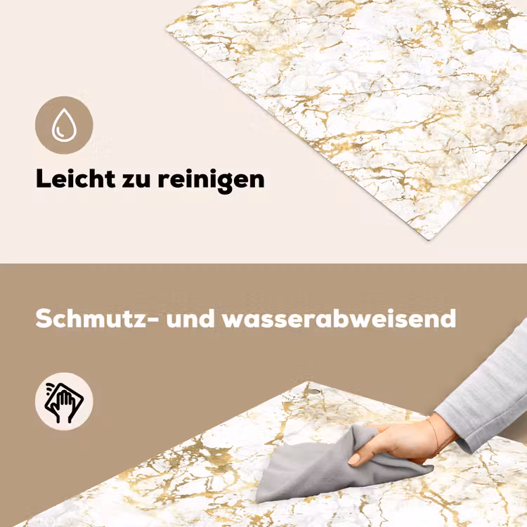 Goudspatten - Wit - Marmer Inductie beschemer met haakjes klein 777 -ky-schoon-de